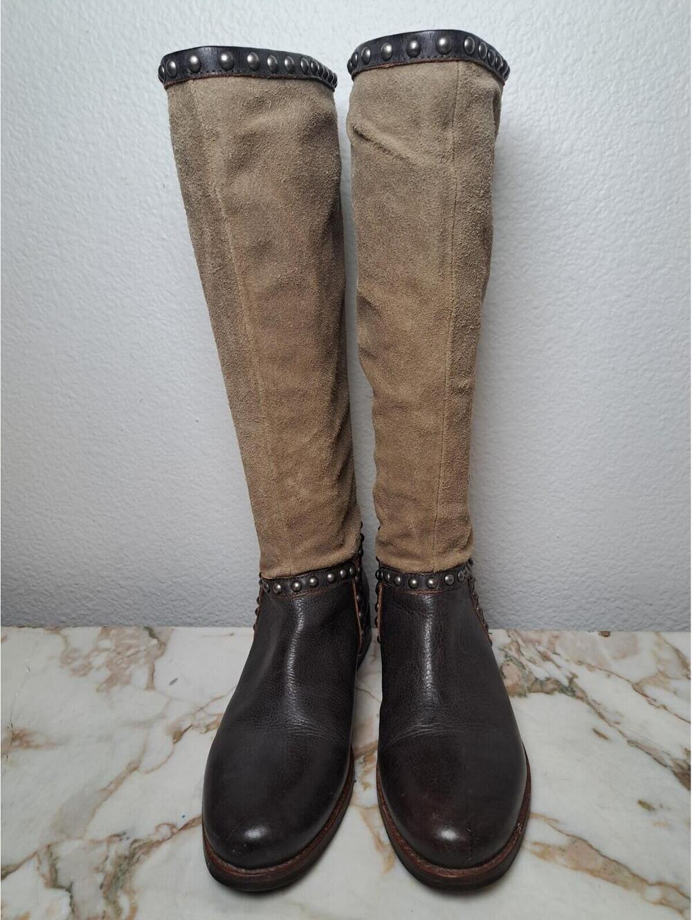 MATISSE Women's Brave Boots En Cafe Studded Harness Tall Leather &Suede 7.5